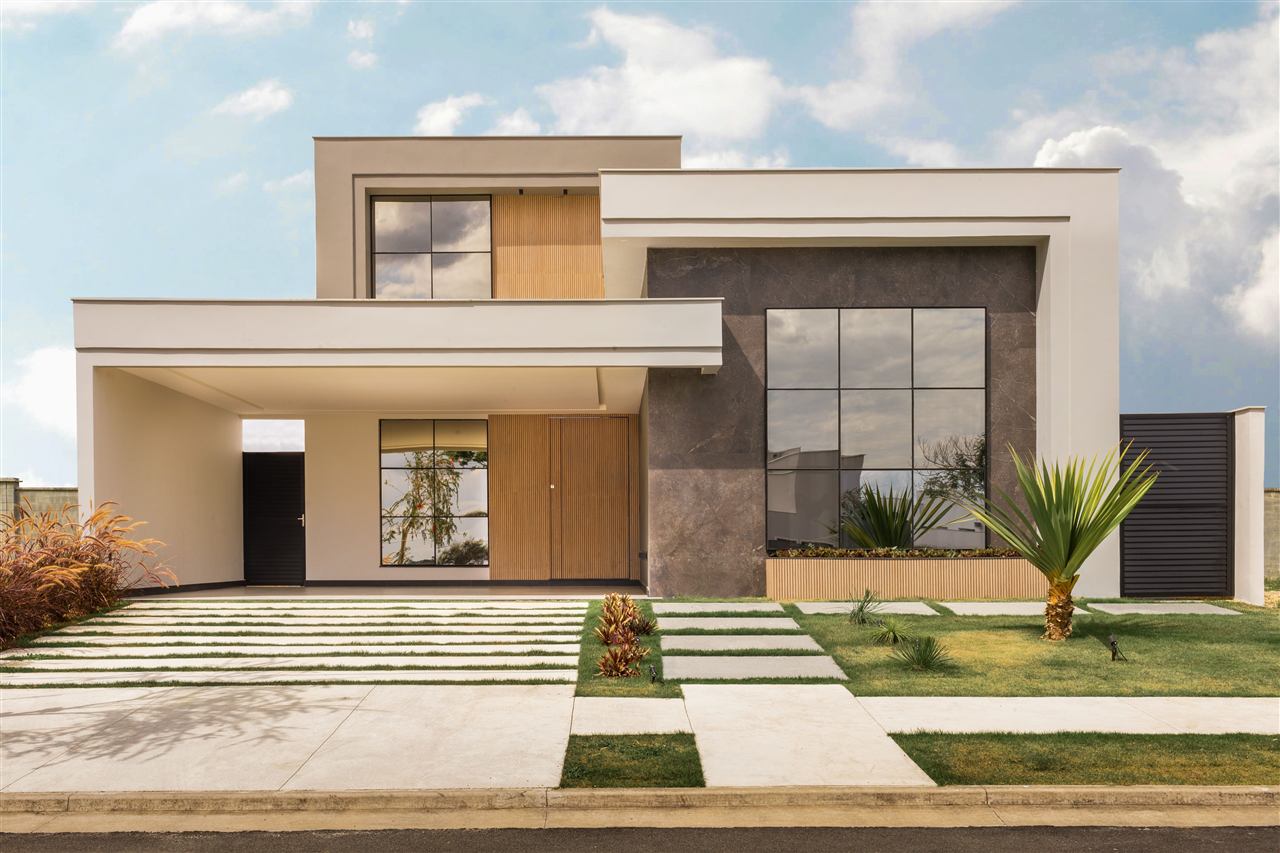 Casa moderna de dois andares com jardim
